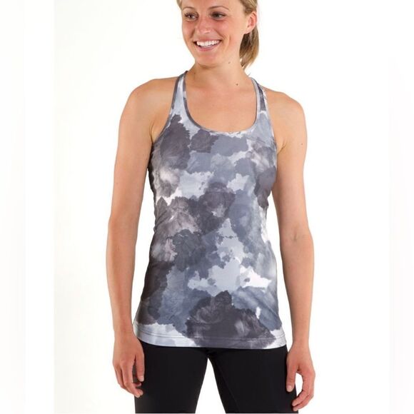 lululemon Cool Racerback White Coal Tinted Canvas Super Racerback Tank Size 4 - Picture 1 of 11